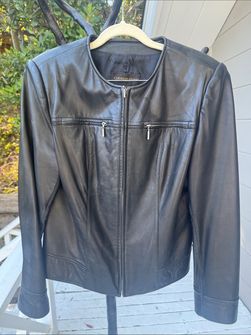 Classiques Entier Black Leather Zip-Front Jacket